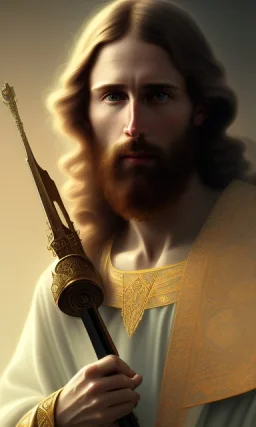 The Prophet Jesus, son of Mary , cinematic, 8k, resolution concept art portrait by Greg Rutkowski, Artgerm, WLOP, Alphonse Mucha dynamic lighting hyperdetailed intricately detailed