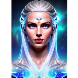 Lexica Aperture v2 style ! dream symmetry!! (((happy, joyful, smiling portrait)))+++, white hair, blue eyes, Brigitte Bardot, diamond third eye, spiritual gradient, gaia, chakra, universe, sci - fi, glowing lights!! intricate, space station, elegant, highly detailed, digital painting, artstation, concept art, smooth, sharp focus, illustration, art by artgerm and greg rutkowski and alphonse mucha