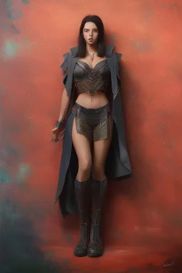 Full body portrait, painting, medium shot lady Taqwagoth