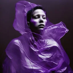 wearing a purple translucent cloth