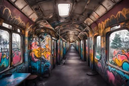 beautiful graffiti on an old train carriage