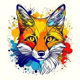 fox- print-vincent-van-gogh,design, vector graphic, colorful, adorable, cute, vector illustration, white background