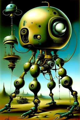robot , machine , salvador dali style