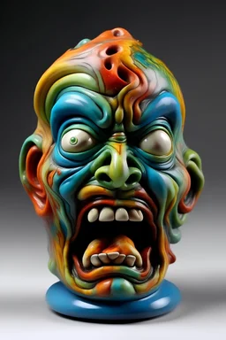 ceramic sculpture, beautiful, angry, colour