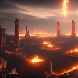 roman empire, epic, shiny, dust, landscape, fire, 8k, extremly detailed, dark,