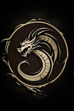 minimalist dragon ink logo, leather background