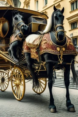 Fiacre carriage with two horses in Vienna