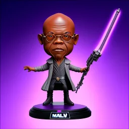 Bald mace windu Samuel Jackson purple bobblehead with boots, stormy, hilt