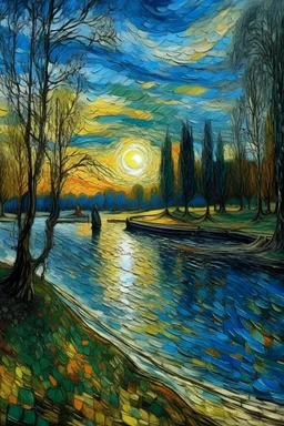 La brisa de Enero, A la orilla llegó, La noche del tiempo, Sus horas cumplió... Y al llegar el alba, El carozo cantó, Partiendo al durazno, Que al río cayó.. al estilo van gogh