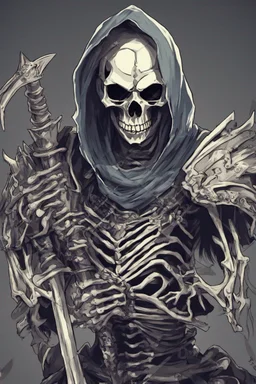 skeleton warrior, anime style, portrait