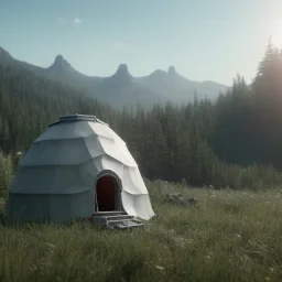 Petite cabane de fourmi fait de feuille courbée, matariaux naturel, 8k, 3D,hdr,cinema 4D, très détaillée,réaliste