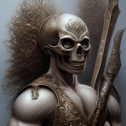 skull masked bodybuilder barbarian by gerald brom luis royo