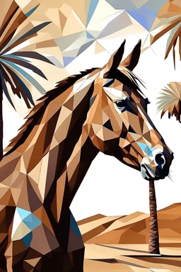 Abstract horse face date palm trees desert