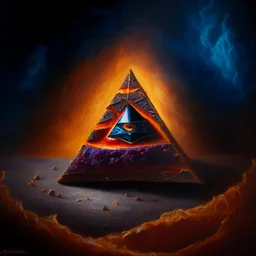 An oil painting of a dark universe masonic dorito