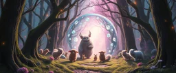 endless awakening in the magical mirror forest you enter the strangest bubble doorway to weird dimension and the aura of its heavenly fluffy elevated messed up woodland creatures flock