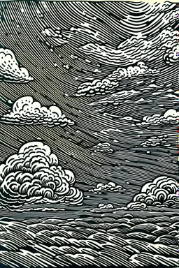 Linocut storm clouds