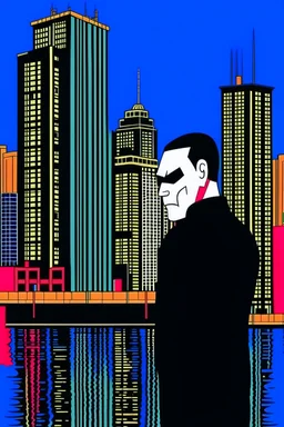 punisher sku;; city beach hideout in the style of Hiroshi Nagai