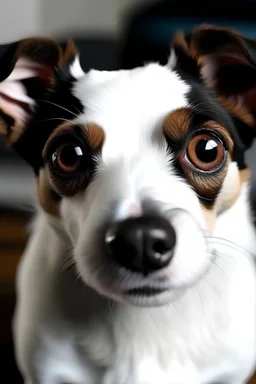 Dog with eyes like a panda, Jack russle terrier