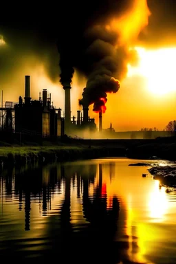 Emissions of waste gas, factory emissions of toxic smoke, CO2 gas, global warming, drought, high temperature heat waves, violent storms, wastewater emissions