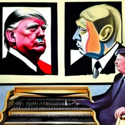 Trump play hammond organ with Hitler dancing by picasso