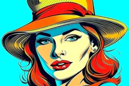 beautiful woman in hat in pop art style vector