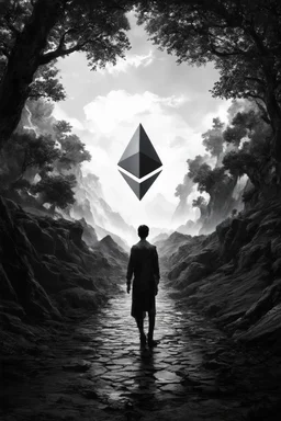 tom lee ethereum oracle of delphi seeing the future in the style of surrealism black and white
