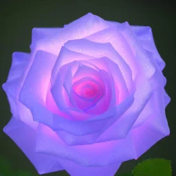 transparent multicolor crystal rose, rose garden, bioluminescent clouds, landscape, mist, detail