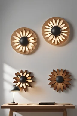 wall lamp influence by sunflower , retro modern style design , full wood material finish