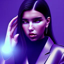 Mystery dua lipa, Ambiance dramatique, dramatic lighting, volumetric lighting, concert background, hyperrealisme, 8k, high quality, lot of details, fit within portrait