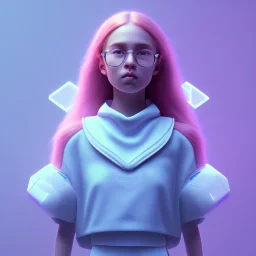 isometric clean art of super cute nerd girl, soft lighting, soft pastel gradients, high definition, 3d icon clay render, blender 3d, studio lighting, god rays, octane render, unreal engine 5