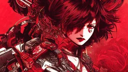 beautiful punk girl, hyper detailed, intricately detailed, illustration by <kilian eng> <Yoji Shinkawa>, darkred tones,