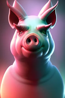 Devil-Pig Alien,epic, celestial, cinematic lighting, god rays, 4k resolution, smooth details, ornate details, unreal engine 5, blue vibrant background.