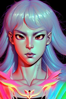 asian androgynous person, in 80's comic illustration, piercings,rainbow hair, androgynous look, epic colour treatment, cinematic colour treatment, meticulously intricate perfectly symmetrical extremely detailed, pixiv daily ranking, pixiv, extreme depth of field, artstation, spectacular details, volumetric lighting, masterpiece, cinematic, Hollywood production, 8k resolution, high definition, max octane render, vivid colors, max resolution, max perfectionism, realistic composition, professio