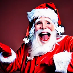 freaky Santa, laughing, spreading his wings