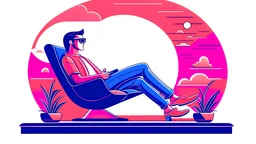 illustration of a man relaxing in a digital style