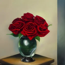 "((Высочайшее качество)), ((шедевр)), ((реалистичное)) изображение вазы с розой напротив стены в масляной краске. В центре композиции находится изящная ваза с ярко-красной розой. Она размещена на подоконнике напротив гладкой стены, создавая прекрасный контраст. В окружении сте
