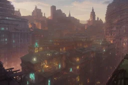 Tevere+river+Bar on garden rooftops +Rome mixed new york +Skyscraper +steampunk+biopunk+alphonse mucha, greg rutkowski,matte painting, cryengine, hyper detailed, felix kelly, fantasy art, seb mckinnon