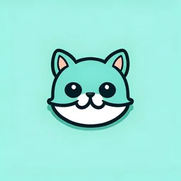 You are a graphic designer. Create an mobile app logo, in a minimalist style, that shows with only a thin line the mustache of a cat. Only use 3 colors max, make the cat ears really big and cute.