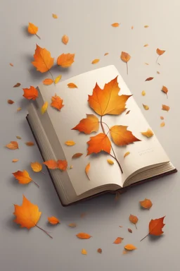 square logo , landscape with leaf fall, flying leaves in the book