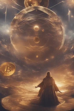 A dynamic 8k image reveals Sol cryptocurrency standing tall amidst a whirlwind of crypto trading charts and pips that seamlessly fuse into an awe-inspiring scene of victory.