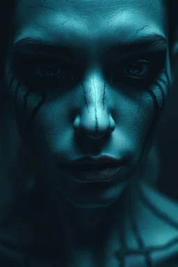 surreal abstract fade human portrait, lack black eyes, under skin fade light led and black veins, Darkness is sometimes, it is the moment of realization. The shadows rising from the depths are not merely terrifying; they are the offspring of our minds, surreal abstract things andt shapes, . darkness looking me, and eating face, body, close up the crepy stunning portrait, shadows, evil darkness, surreal, thiller vibe, background vortex, abyss,crepy vibe, intricate details, cinematic