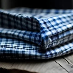 Denim square tartan blue white washed