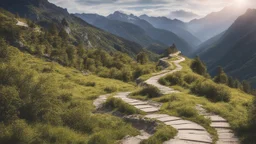 the winding path through the mountains