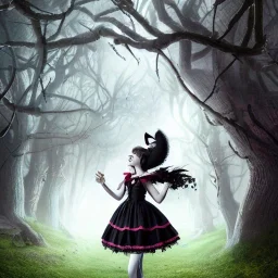 a goth alice in wonderland, 8k resolution, high-quality, fine-detail, color, intricate, realistic, sharp, crisp, digital art, detailed matte, volumetric lighting, illustration, octane render, George Grie, Ben Goossens, Anne Dittman, Anne Stokes, Lisa Parker, Selina French