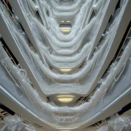 10 Grenelle, biomorphic structure , staircase , morphed with electronic wiring and mixed with lights , bioluminescence, centrepiece,France, interior design, Les Echos, Le Parisien, LVMH, media division, minimalist, office environment, parametric sculpture, Paris, refined details, staircase , matte background, masterpiece of Ora Ito