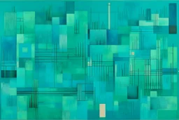 A bluish green facility zone made out of gel painted by Paul Klee