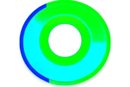 green play button in the middle of circle, blue and green