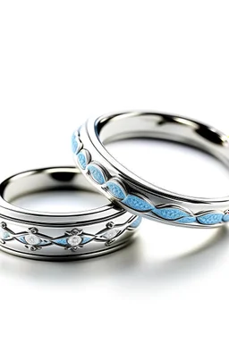 White gold couple rings It's easy in the shape containing diamondsblue engraved