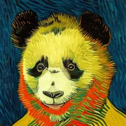 Portrait of panda smile van gogh