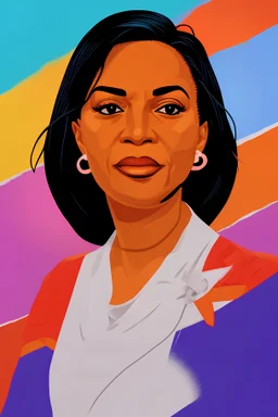 Portrait of a powerful and beautiful female president with pride background